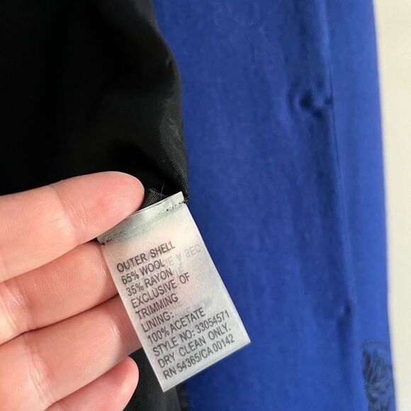 Peter Nygard Vtg Blue Wool Embroidered Coat 14P Longline Button Front Boho Chic - Picture 10 of 12